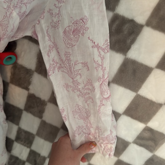 Malvin Linen Floral Long Sleeve V Neck Button up Blouse/ Top Size Large - Picture 9 of 15